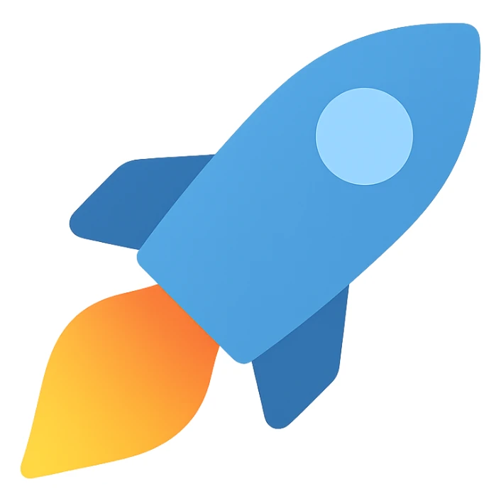 small bold rocket boost flame icon with gradient from orange to yellow symbolizing speed and energy sticker