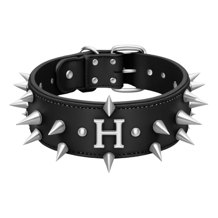 Realistic detailed luxury spiked collar with the letters HH sticker