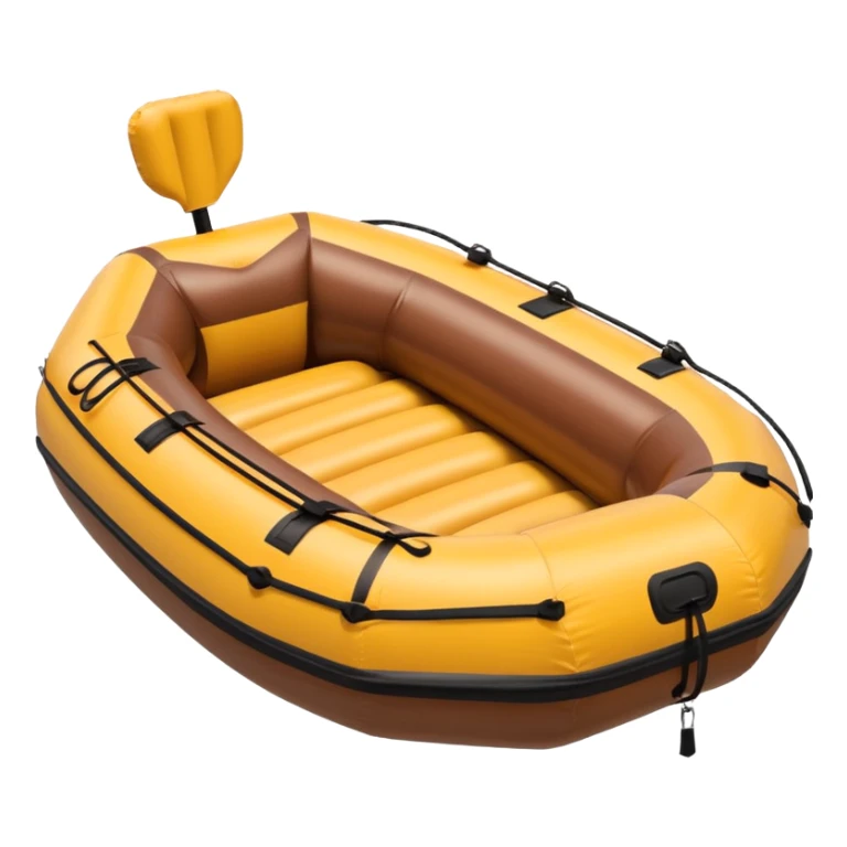 brown round inflatable boat with several seats around the perimeter sticker