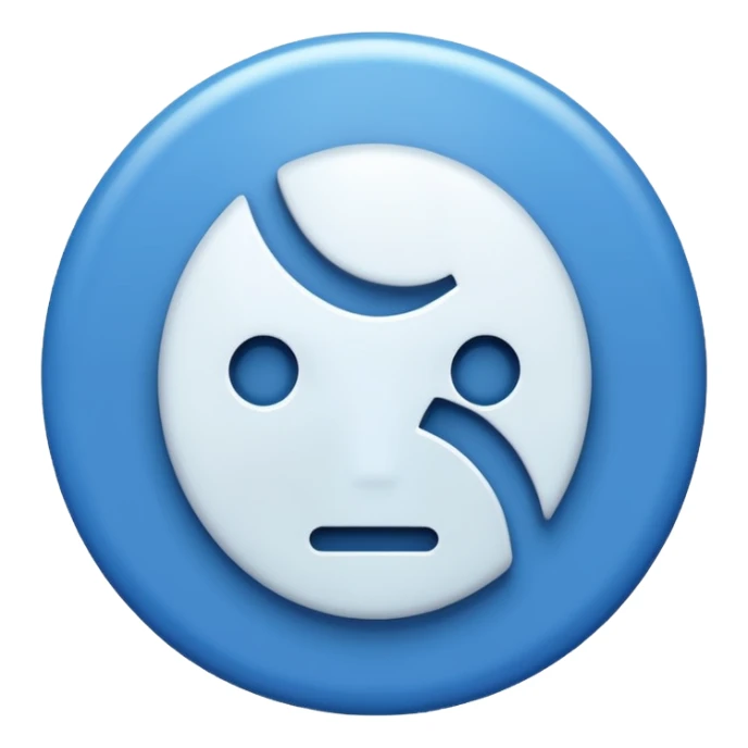 Blue circle with irregularities on it on it is boundaries and it should have a white tick no face sticker