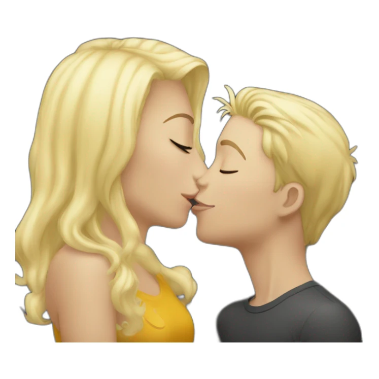 a bonde girl kissing a blond white boy sticker