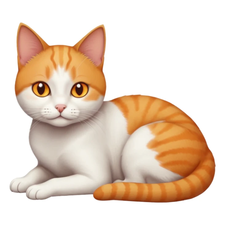 full body tiny short hair ginger and white cat with orange eyes lying down sticker