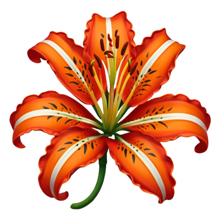 TIger outline tuning into a lily, like a red outline sticker