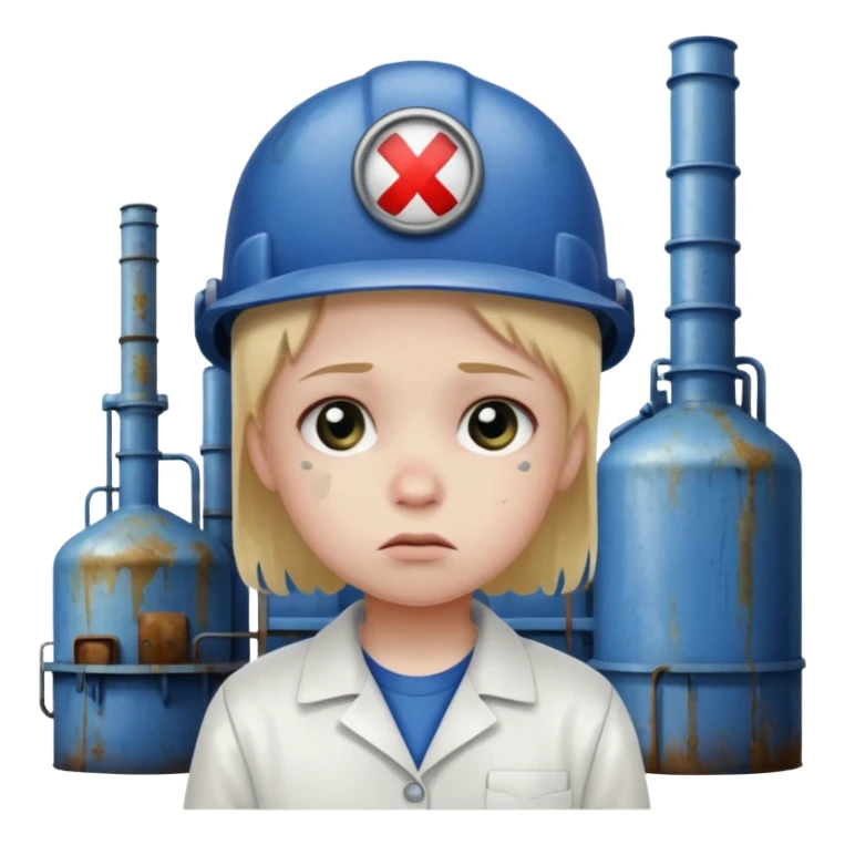 a child with a sad face works in a factory sticker