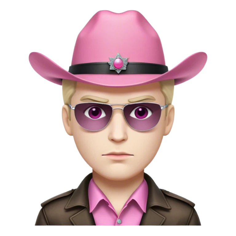 albert wesker with a pink cowboy hat sticker