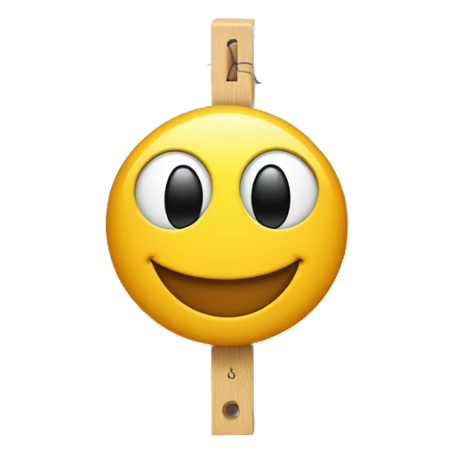 a smiley face with a nose, with a clothes peg attached to the nose. sticker