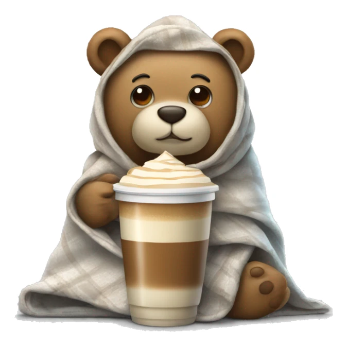 Frappes in a blanket Bear holding a cup of warm latte  sticker