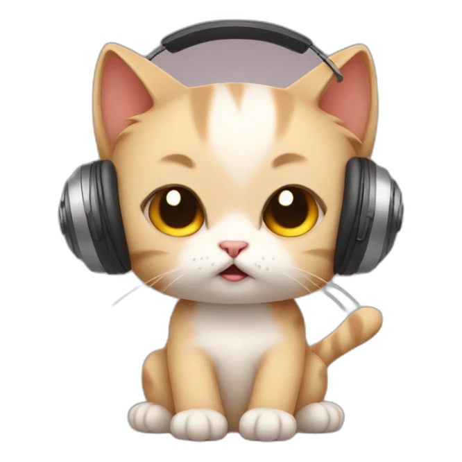 sad kitten listening to music with tears in her eyes sticker