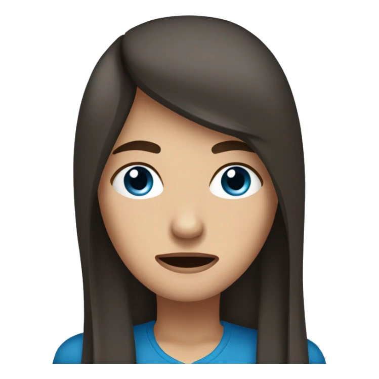 woman with long dark brown straight hair and blue eyes crying sticker