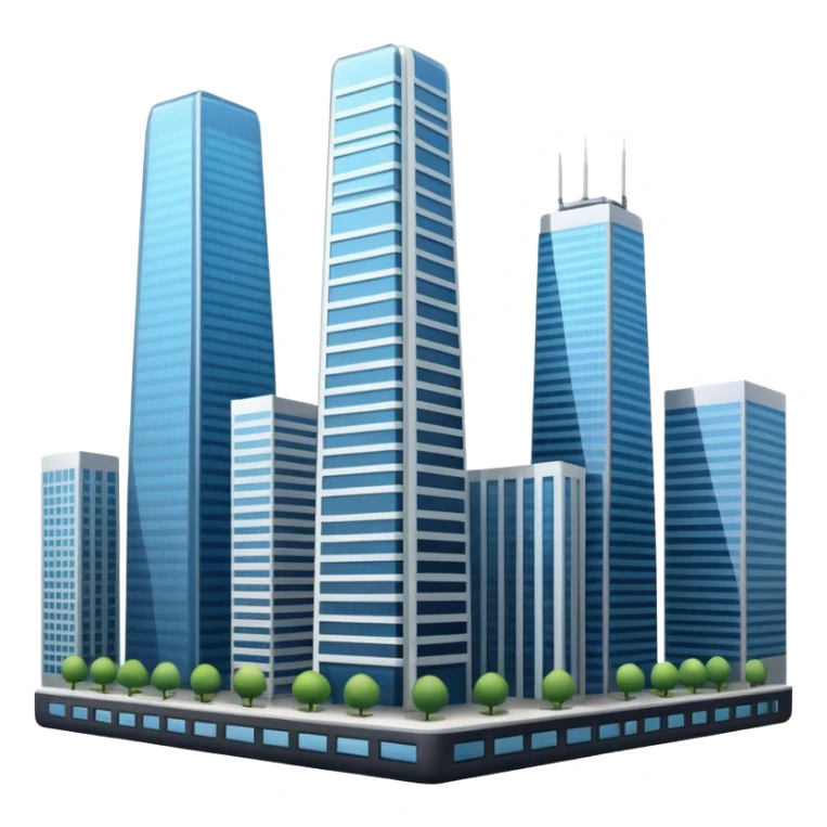 generate a realistic skyscraper and several smaller ones nearby sticker