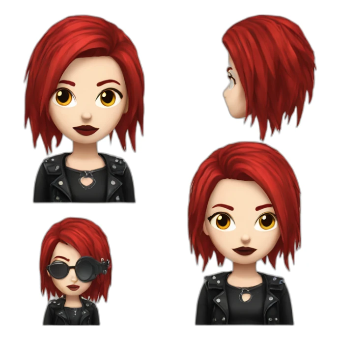 Punk gothic girl red hair sticker