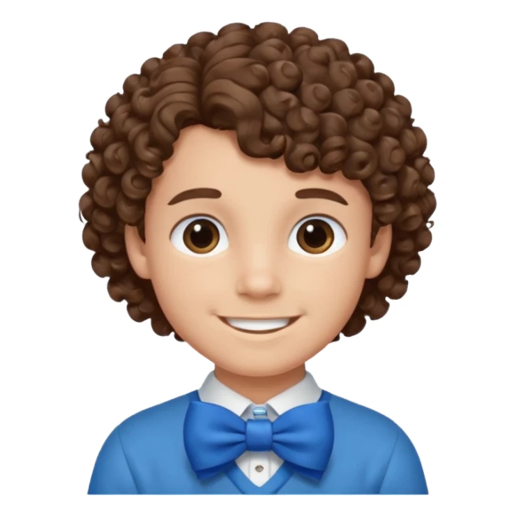 boy with curly hair blue bow sticker