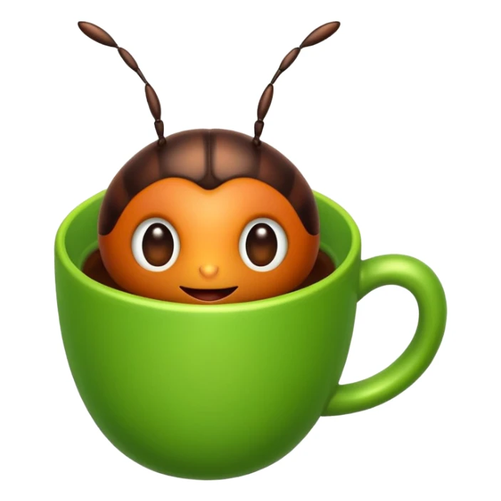 emoji of a bug in a cup sticker