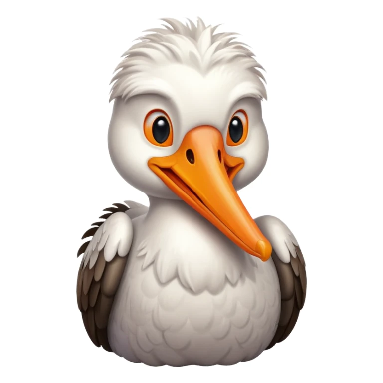 Create a really cute,  simple, cartoon pelican emoji that i can copy and paste into text sticker