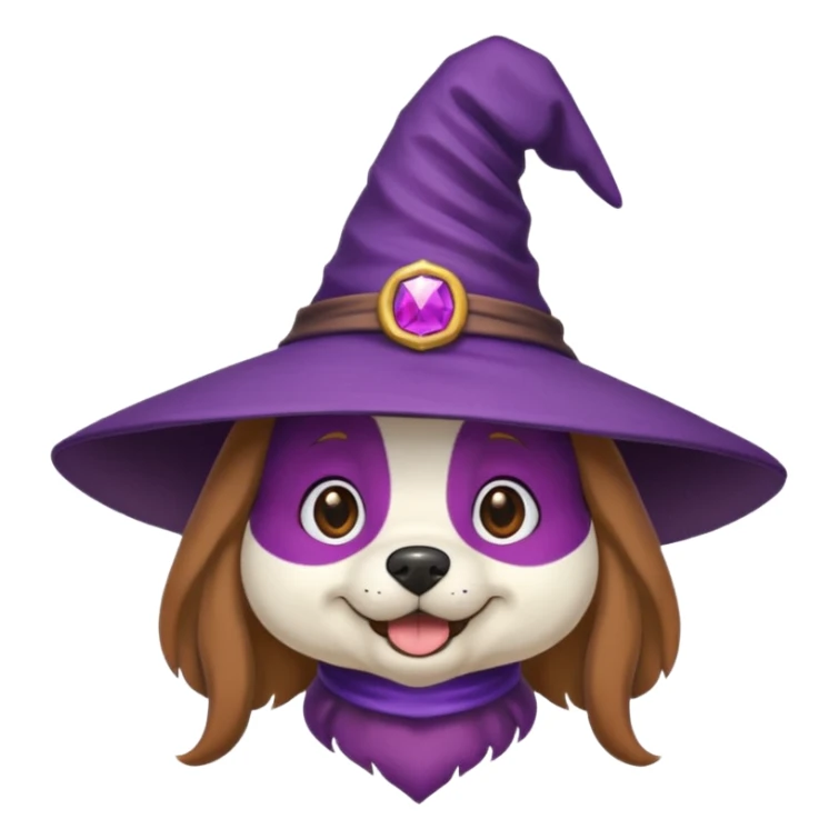 dog wear purple wicth hat sticker