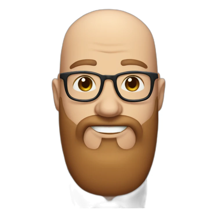 blue-eyed fat smiling bald man with a long brown beard in a blue suit with glasses sticker