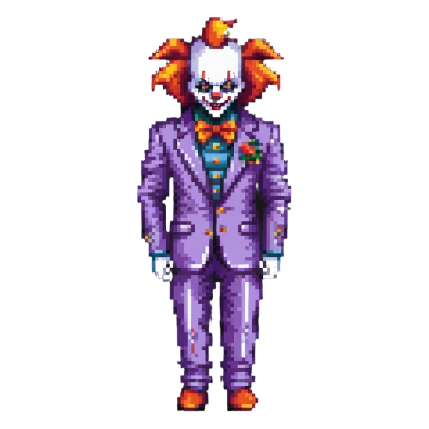demonic clown wearing a leisure suit sticker