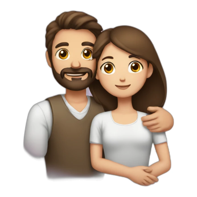 man with brown beard hugging girl with dark brown hair sticker
