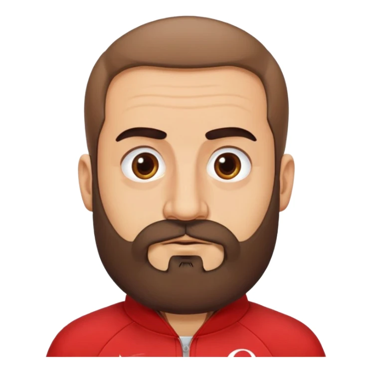 Recep İvedik, Turkish comedy character, bushy eyebrows, thick beard, red tracksuit, humorous expression sticker