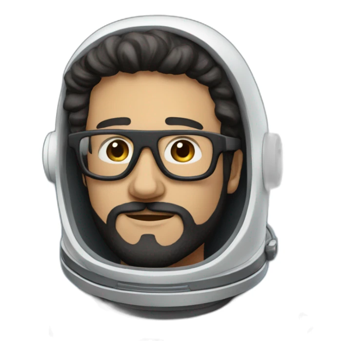 posing caucasian astronaut with black beard and white glasses sticker