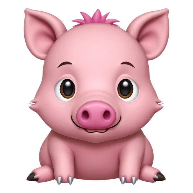 Chibi style stuffed animal boar. I has buttons for eyes and exaggerated stitching sticker