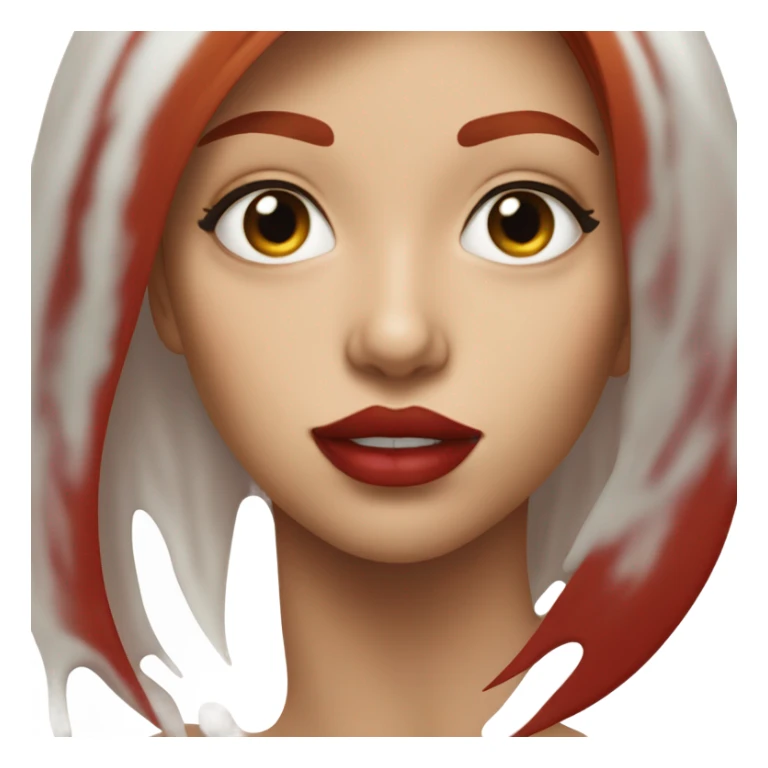 Red hair Lipstick Face covered in milk liquid sticker