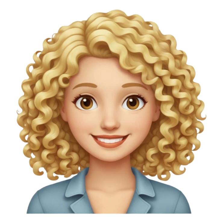 nữ 30 tuổi, tóc xoăn màu vàng, da trắng, cười mỉm sticker