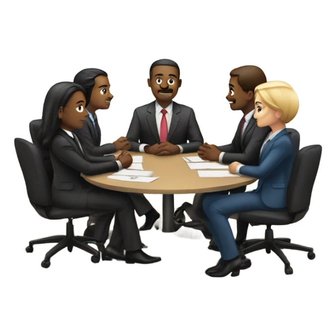 5 people business meeting sitting at a table sticker