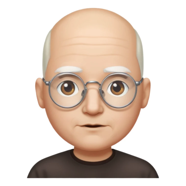 chauve cheveux blanc visage rond lunette gros sourcils sticker