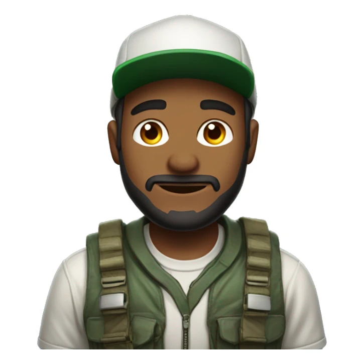 gamer with sideburns with field cap on pro gamer sticker