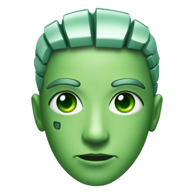 Cyborg head with green eyes and green hair sticker