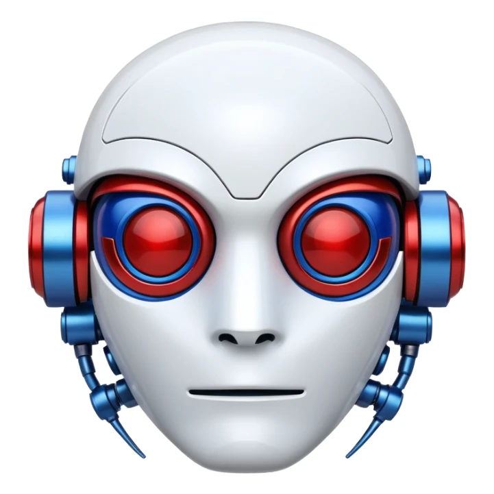 Futuristic robot with Russian flag colors incorporated in its design sticker