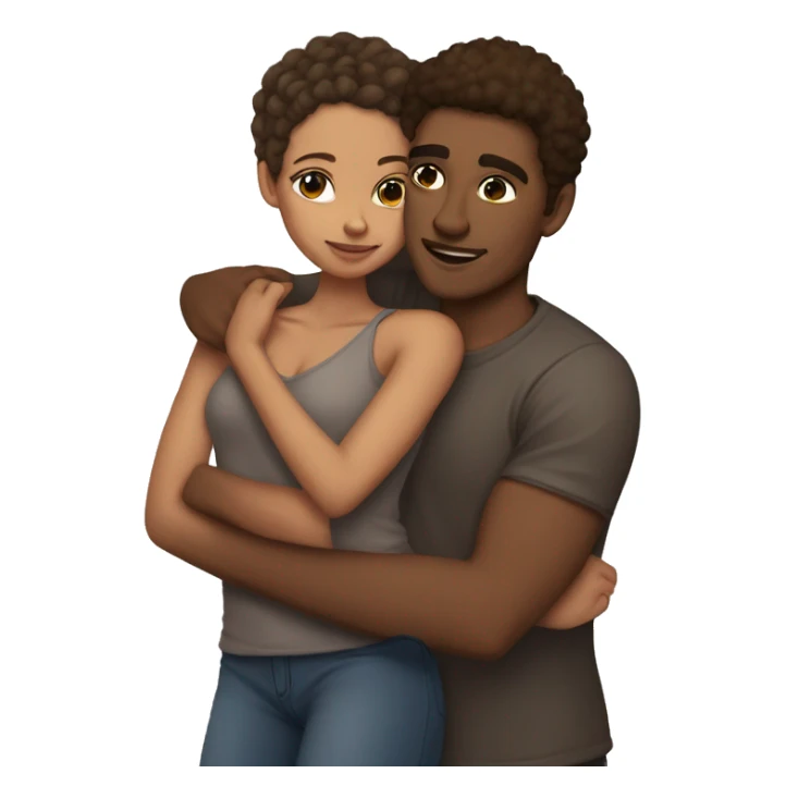 Lightskin female hugging brown skin male sticker