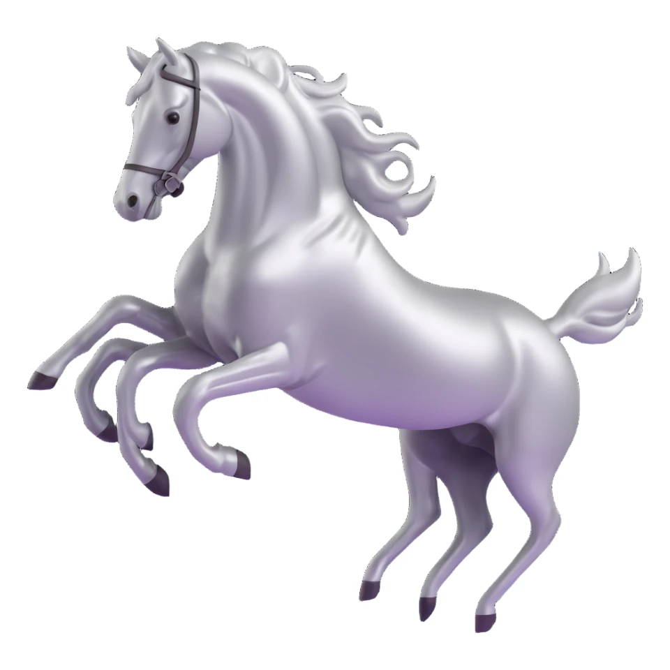 silver metal chrome spirit horse running, magical sticker