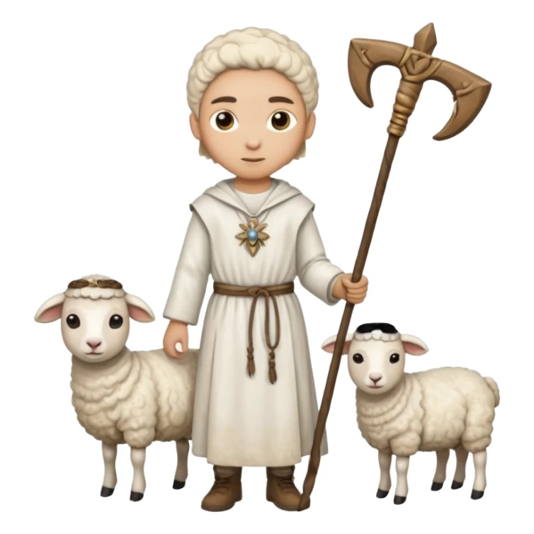 White hispánica Myself at Shepherd clothes with shepherd staff with sheep sticker