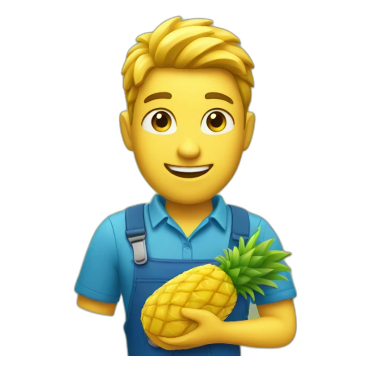 supermarket employee with pineapple in hand sticker