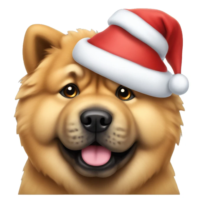 Chow chow dog wearing a Christmas hat sticker