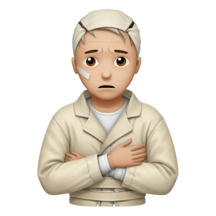 a patient in a psychiatric hospital, in a straitjacket sticker