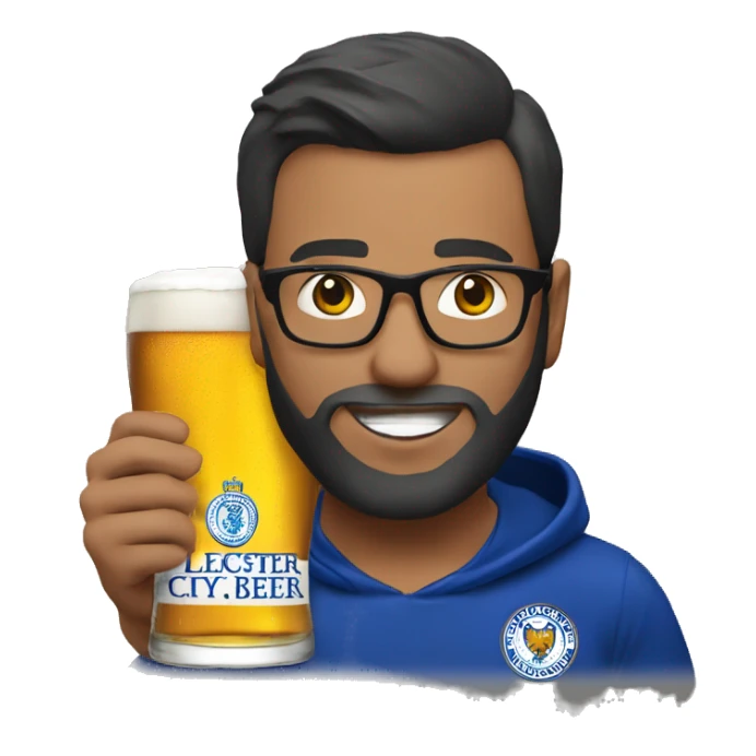 leicester city fan holding pint of beer sticker