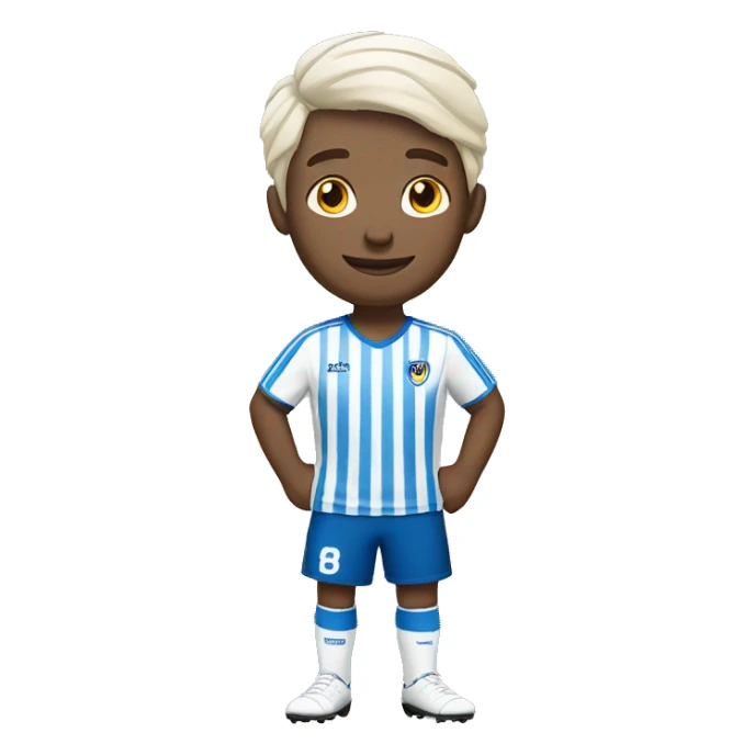 white soccer player with a white & blue stripes t-shirt sticker