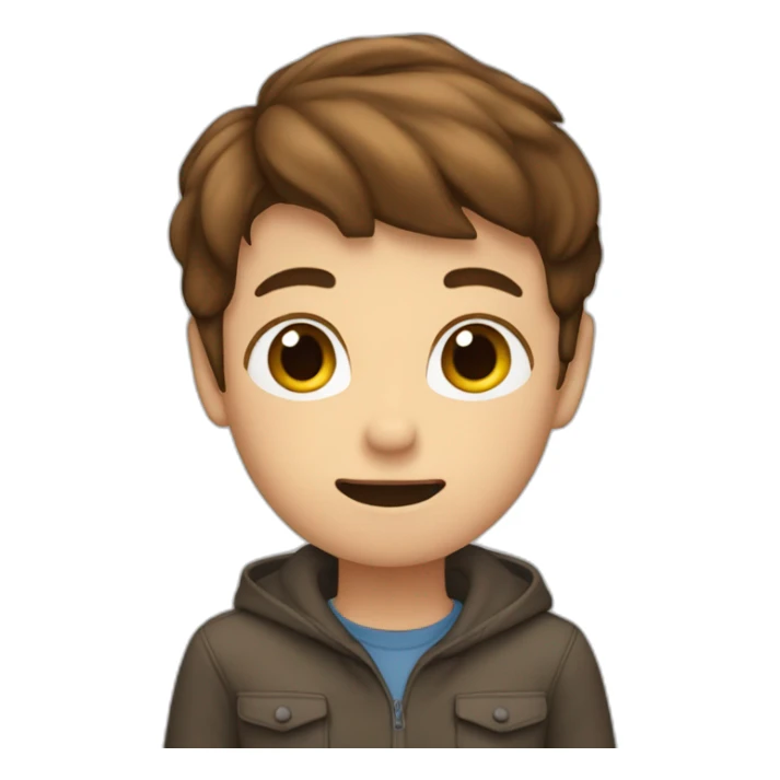 A boy with Brown hair saying “STOP” with his hands  sticker