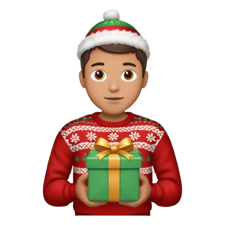 male Person holding a gift very hard sticker
