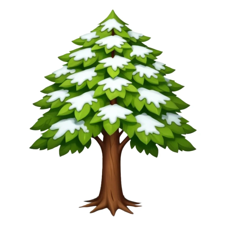 A tree with a little snow on top, symbolizing the end of winter and the beginning of summer. sticker