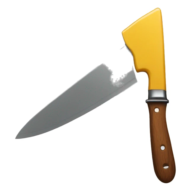 a knife with a wooden handle and the blade is only dripping mustard sticker