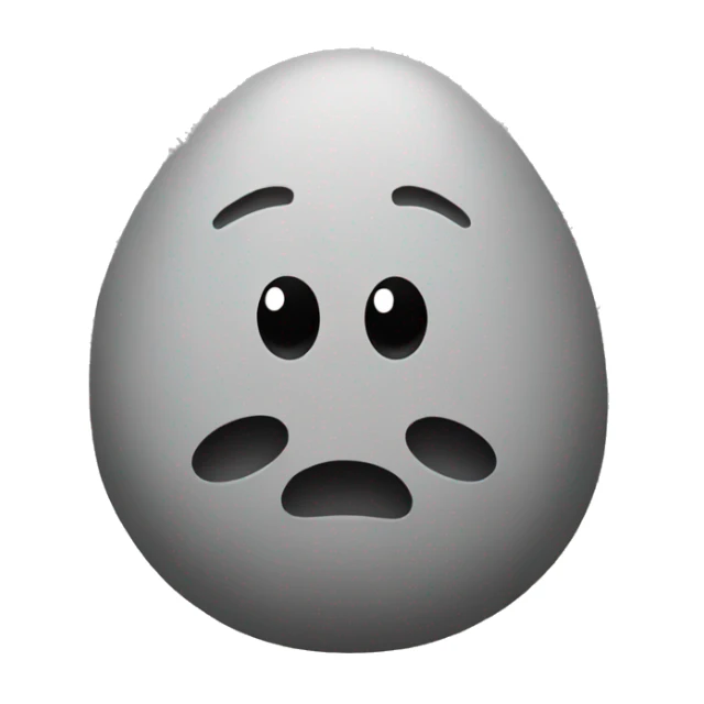 a pebble with four legs and sad face sticker