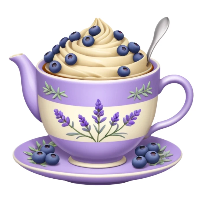 A lavender fancy tea party cup with lavender tea with blueberries  sticker