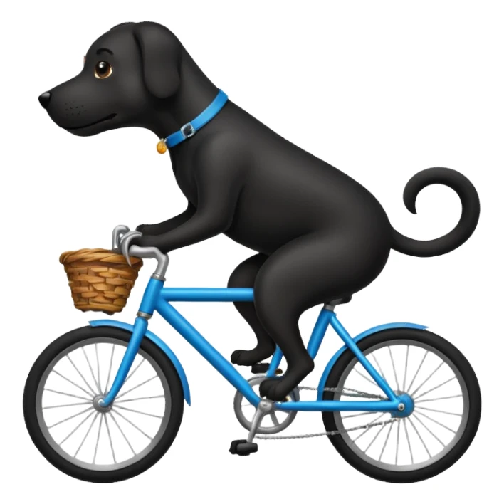 Black dog riding bike sticker