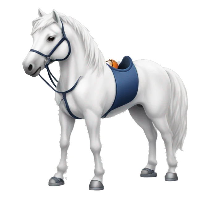 white horse with basketball sticker