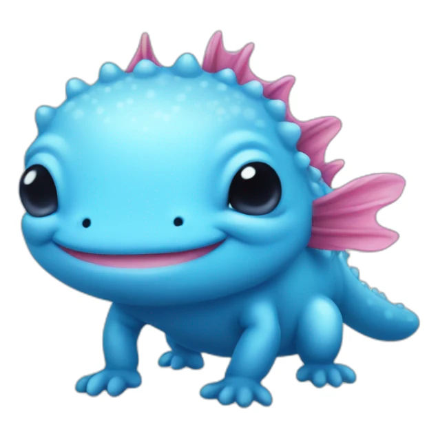 Bright blue axolotl cute and cartoon style  sticker