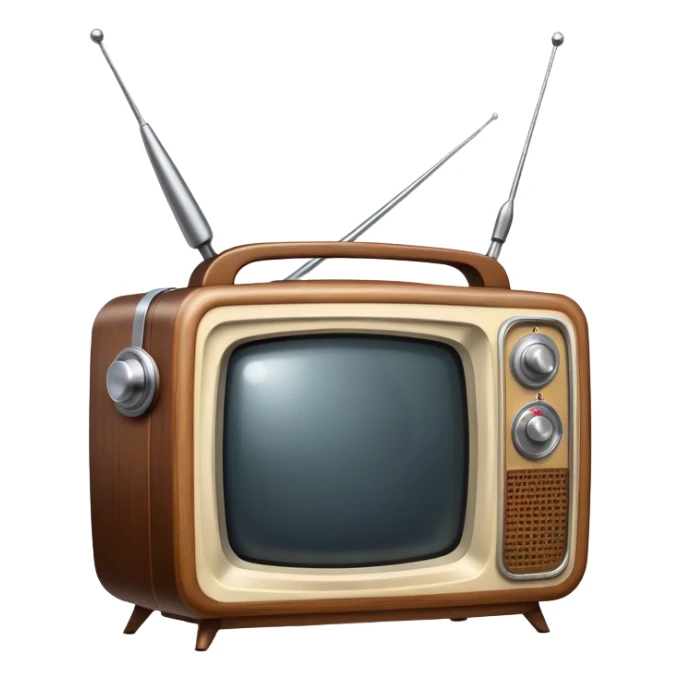 Old vintage television with antenna sticker